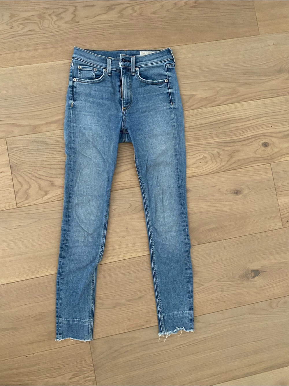 rag & bone high rise ankle Skinny Jeans with Raw Hem